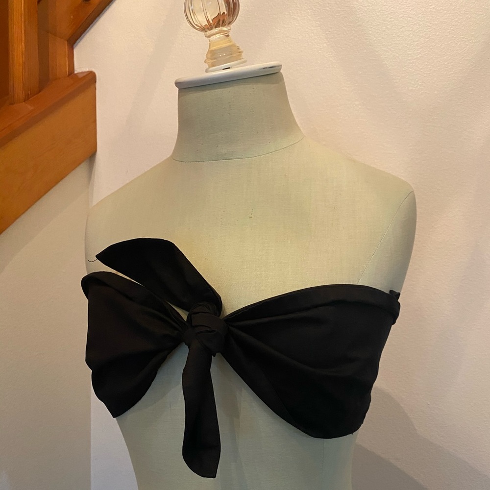 Sexy satin-y black tie top